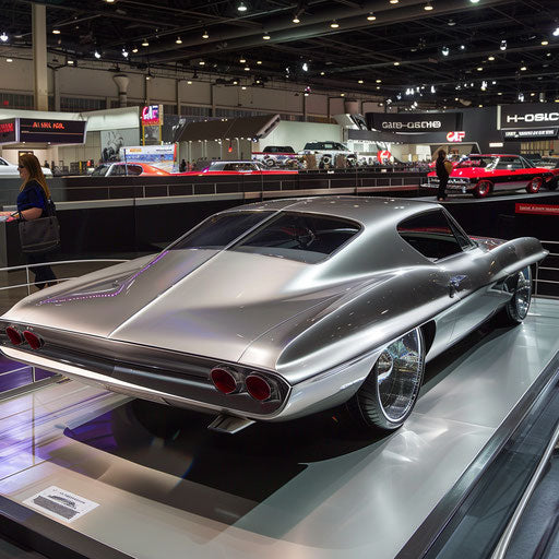 1967 Chevy Bel Air with retro-futuristic redesign displayed