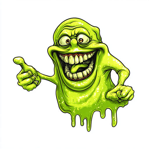 Humorous caricature of slime with human features