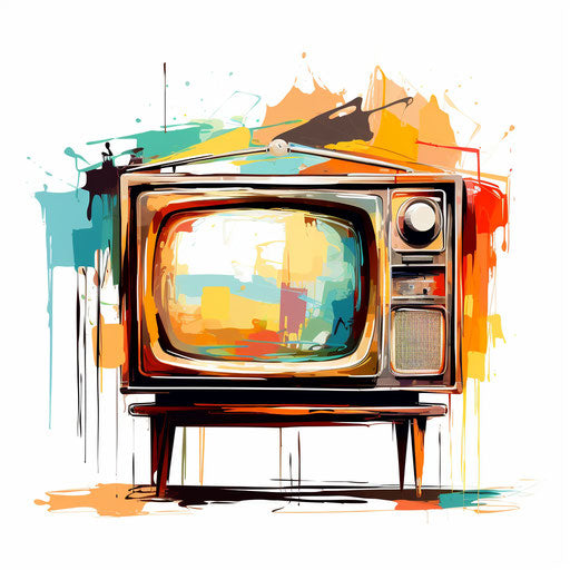 Television clipart in the style of Impressionistic Art
