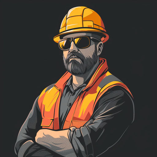 Engineer clipart rendered in a realistic style on a flat, dark charcoal background