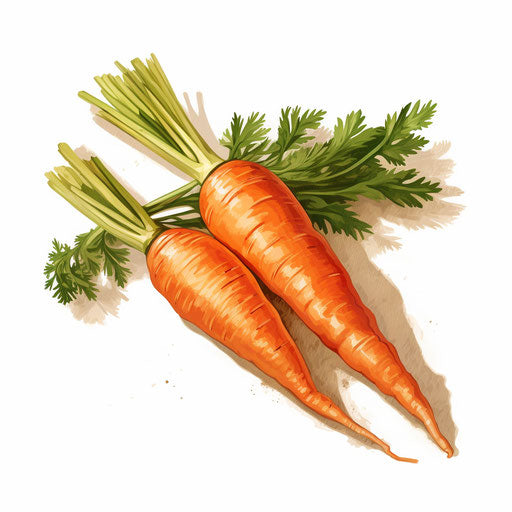 Carrot clipart in the style of oil painting, on a white background