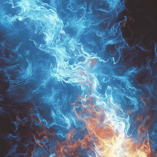 Burning blue fire illustration with charisma and contrast
