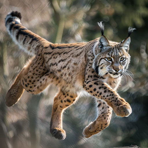 A lynx leaping gracefully, capturing its agility