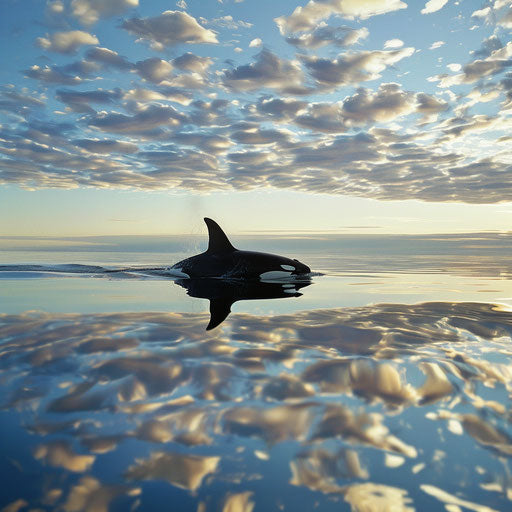 Mirror Sky: Calm ocean reflects whales in motion