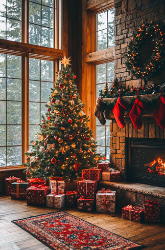 A cozy Christmas with a decorated tree and presents