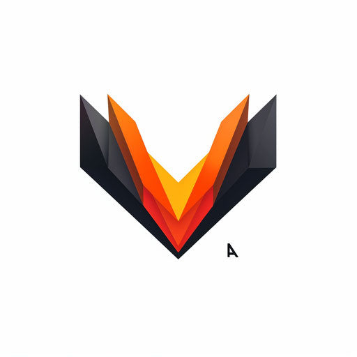 Geometric cartoon logo with sharp lines on clean white background