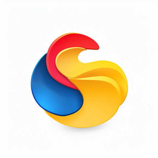 3D logo with dynamic shapes and vibrant colors