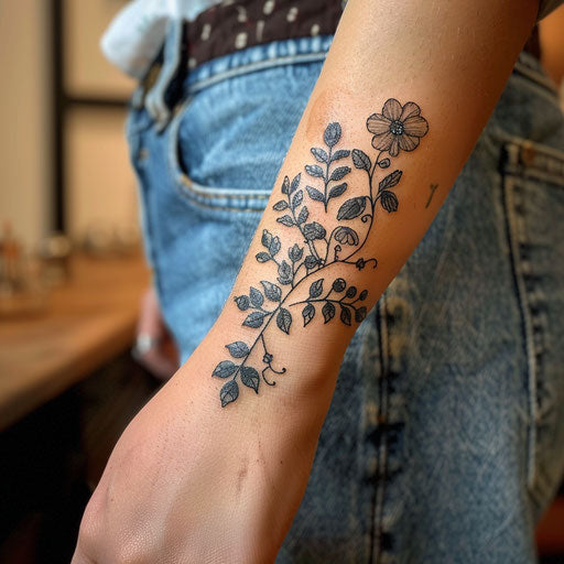 Wrist tattoos for women with botanical details