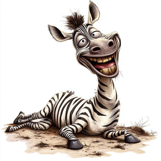 Humorous caricature of a zebra with human characteristics