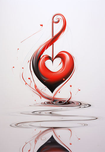 Graceful balance in heart shape with a musical note