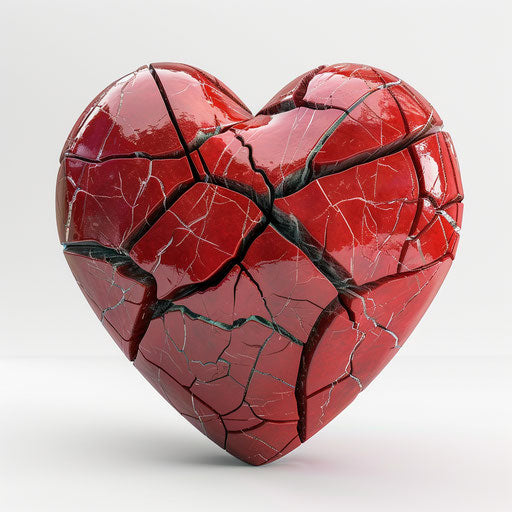 broken heart illustration on white background, animated gif style, art deco vibes