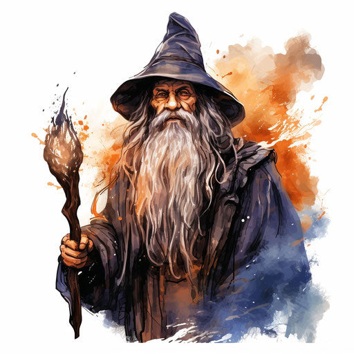 Wizard clipart in the style of Oil painting