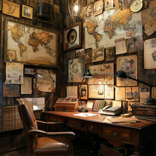 Artisanal office with travel theme for journalist