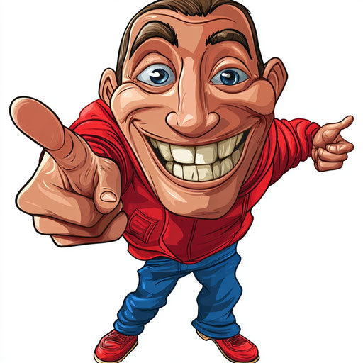 Humorous caricature of a success caricature with human characteristics