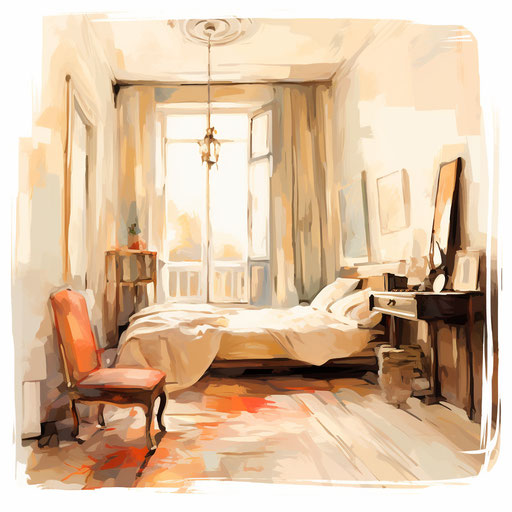 Room clipart in the style of Oil painting