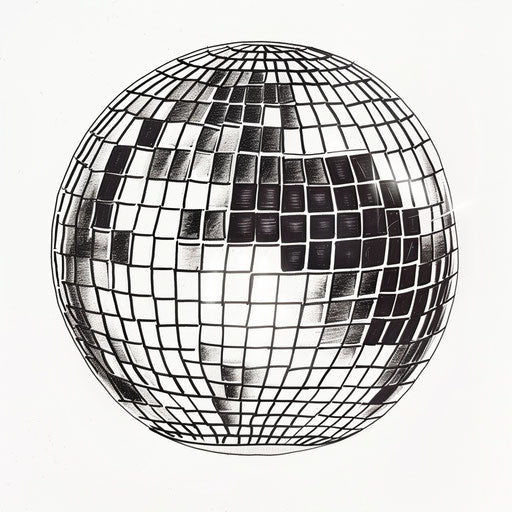 Modern sketch of disco ball tattoo with sleek design elements