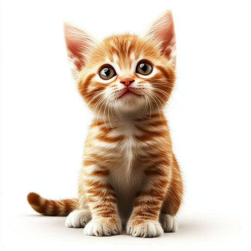 3D kitten in photo realistic style on flat white background