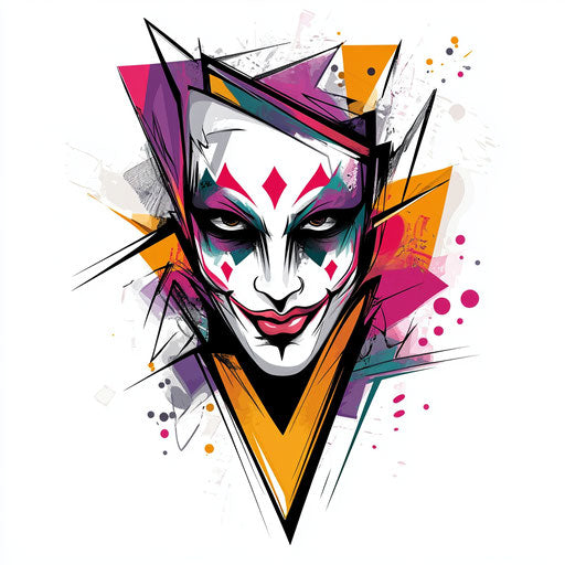 Modern clipart style joker tattoo sketch