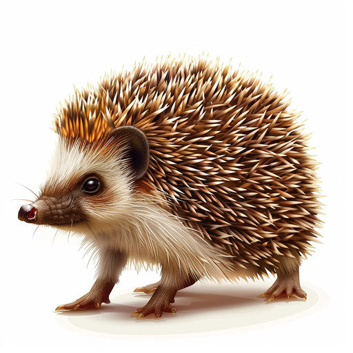 Hedgehog clipart in photo realistic style with flat white background