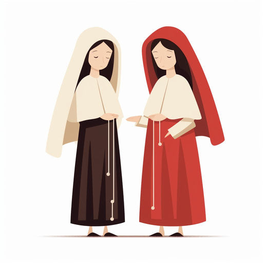 Minimalist style clipart of sisters on white background