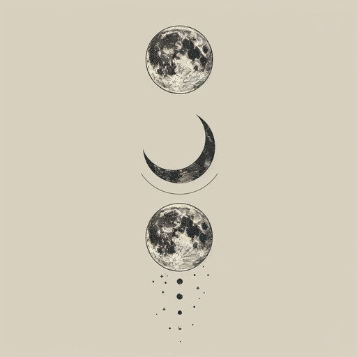 Symbolic tattoo of three dots as phases of the moon