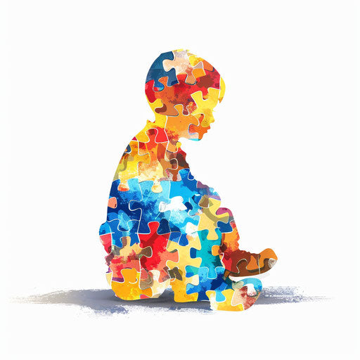 Autism clipart in photo realistic style with flat white background