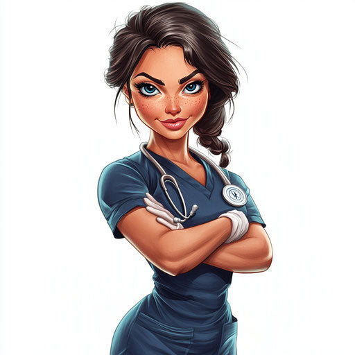 Customizable Nurse Caricature Clipart for Unique Creations