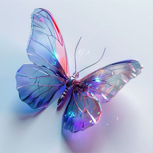 Futuristic 3D butterfly with holographic colors