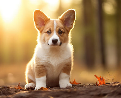 Young puppy breed image, light maroon and light gold style