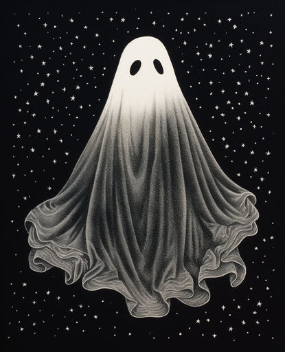 Ghost on a sheet with writing