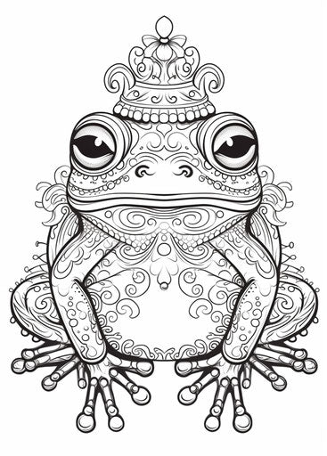 Cute frog on white background, bess hamiti style