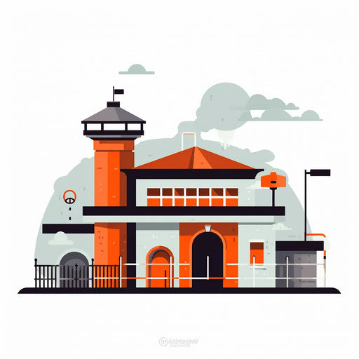 Minimalist prison clipart on white background