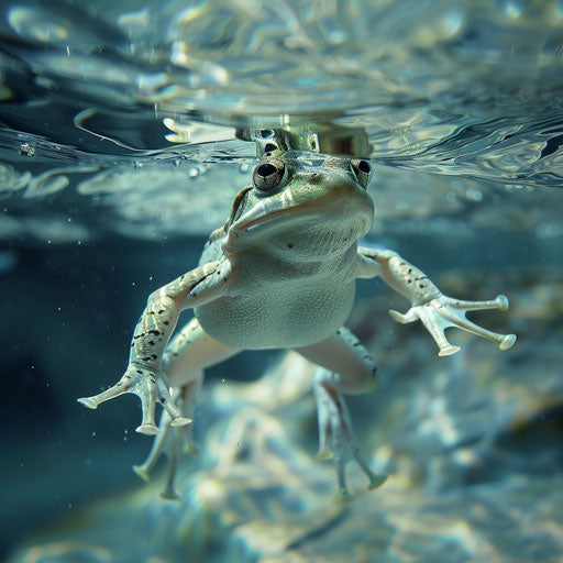 Frog swimming gracefully underwater