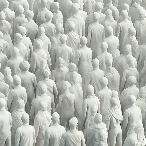 3D crowd with flat white background, isolated clipart