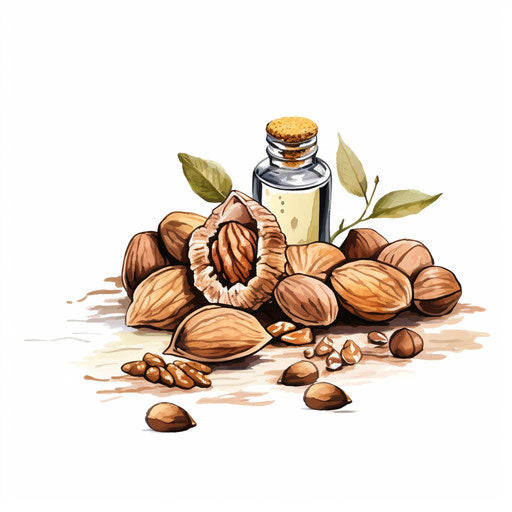 Nut in Oil painting style on white background