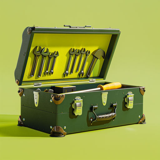 Toolbox clipart in a photo realistic style on flat chartreuse background
