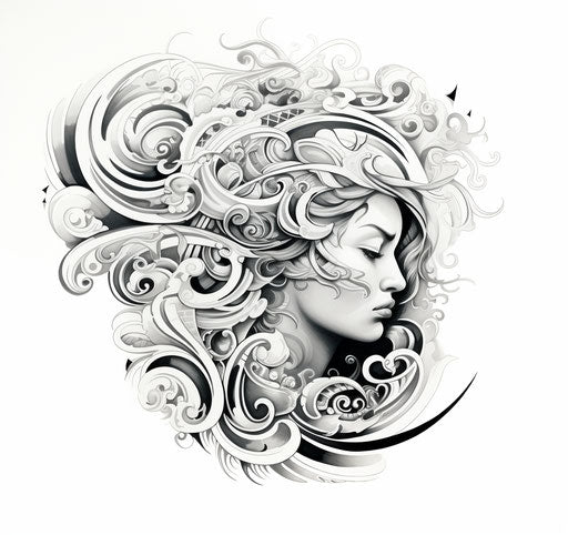 Polynesian symbol design for adult women black and white