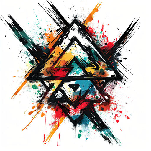 Expressive splatter art tattoo sketch