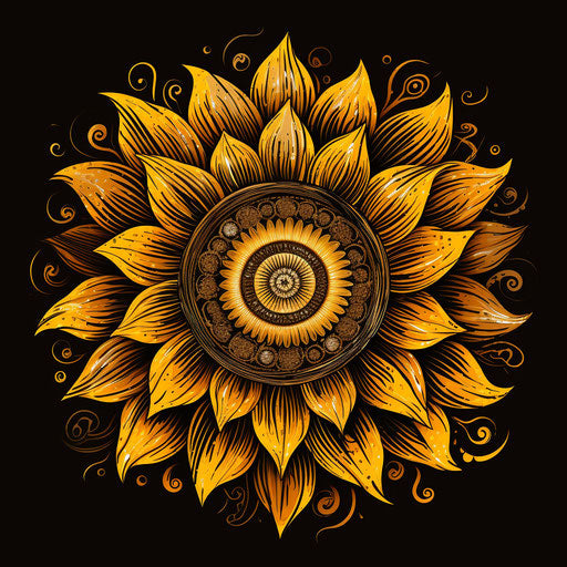 Sunflower icon design for t-shirts and web banners