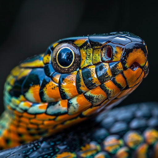 Close-Up of a Garter Snake's Head and Eyes