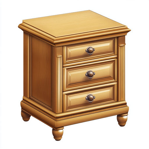 Realistic clipart of a nightstand, high-res, transparent bg