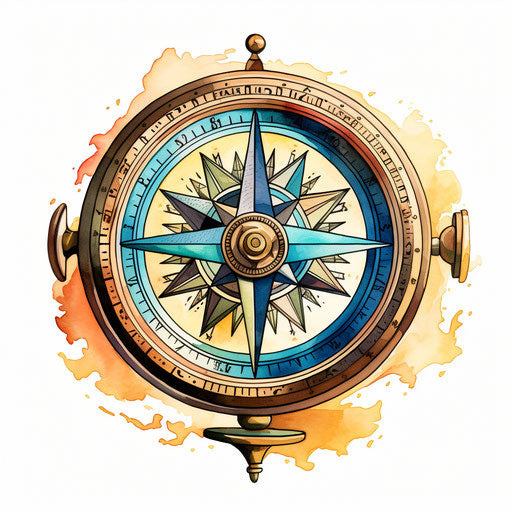 Compass drawing in the style of oil painting