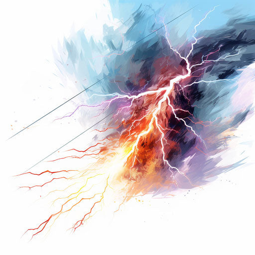 Lightning clipart in the style of Oil painting, on a white background