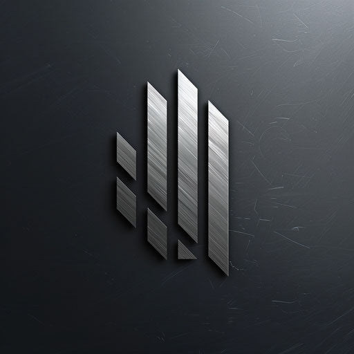 Modern cool logo with sleek lines and a metallic background