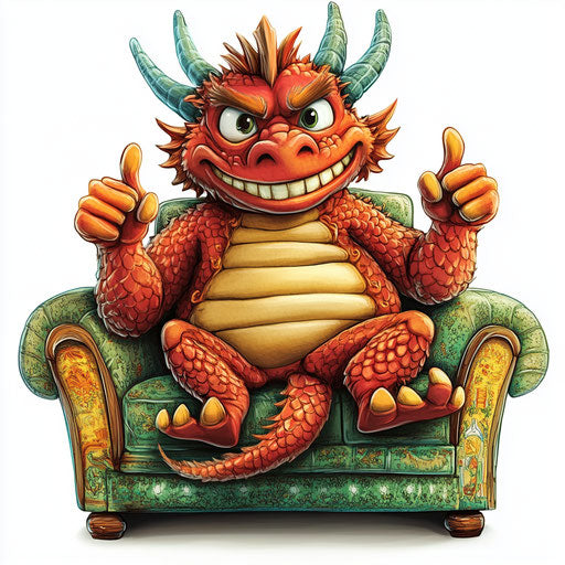 Humorous cartoon of Chinese dragon with human characteristics