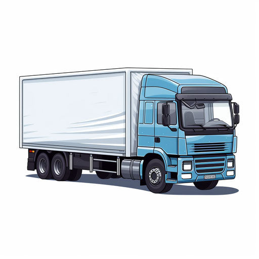 Minimalist style lorry clipart, on a white background
