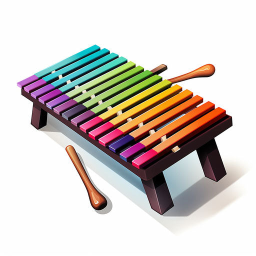 Xylophone drawing in the Chiaroscuro Art style, on white bg