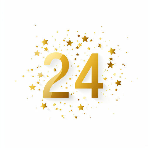 New Year 2024 clip art in minimalist style, on white background