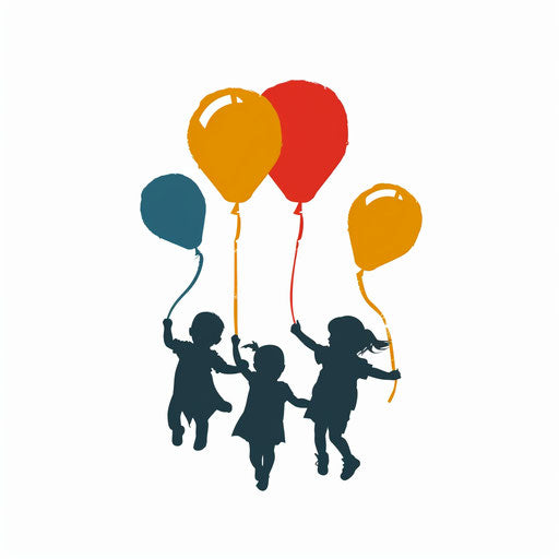 Children's silhouettes as balloons