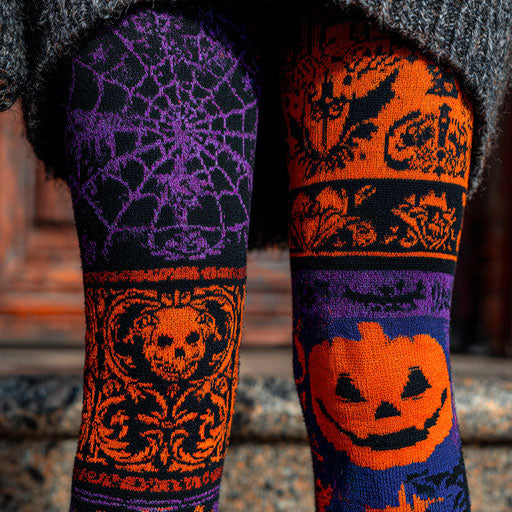 Decorative Leggings with Halloween Motifs and Boots